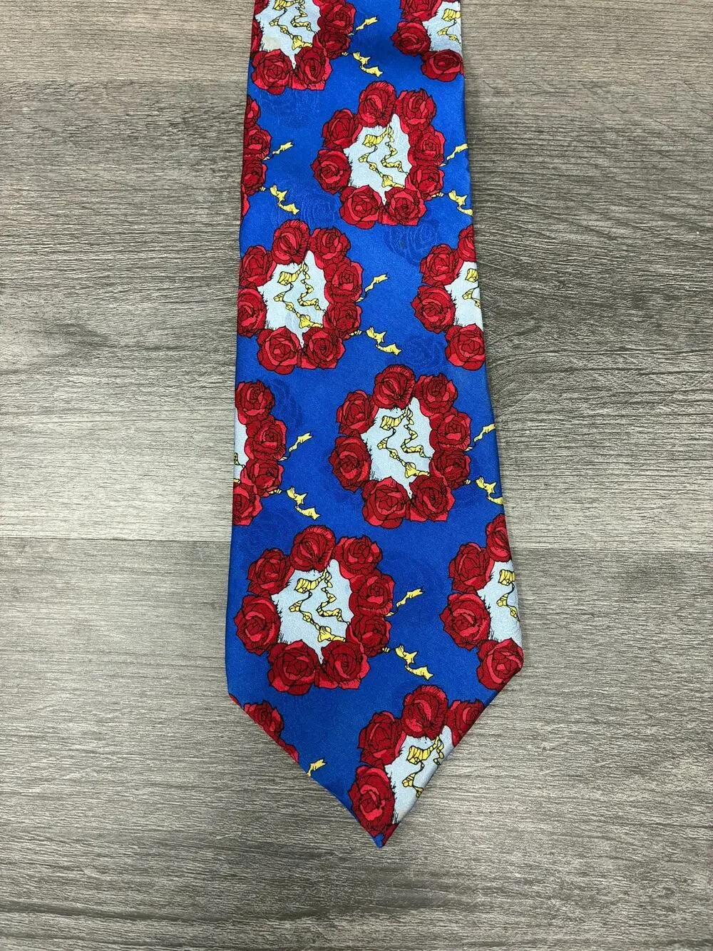 Grateful Dead Spanish Lady First Set Tie Skull Roses Blue Red 4